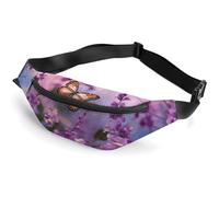 Fanny Packs Lavender with Butterflies And Flowers Printed Crossbody Bags Small Sling Bag Everywhere Belt Bag for Women Men Outdoor Travel Running