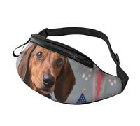Fanny Packs Purple Butterflies Waist Pack for Women Men Sling Bag with Adjustable Strap Everywhere Belt Bags, Patriotic Dachshund Dog, One Size