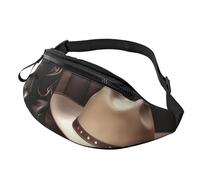 Fanny Packs Rose Gold Wallpaper Waist Pack for Women Men Sling Bag with Adjustable Strap Everywhere Belt Bags, Cowboy Black Hat Western Boots, One Size