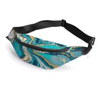 Fanny Packs Turquoise Blue Gold Marble Printed Crossbody Bags Small Sling Bag Everywhere Belt Bag for Women Men Outdoor Travel Running