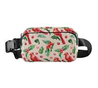 Fanny Packs Womens Christmas Holly Leaves Berries Hip Pouch Belt Bag Cute Waterproof Waist Bag for Women, Christmas Holly Leaves Berries, 8 x 5.3 x 2.3 inch, Funny Cute, Christmas Holly Leaves Berries