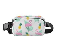 Fanny Packs Womens Cute Waterproof Hip Pack Belt Bag Tropical Pineapple Flamingo White Waist Bag for Women, Tropical Pineapple Flamingo White, 8 x 5.3 x 2.3 inch, Funny Cute, Tropical Pineapple