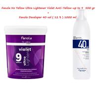 Fanola No Yellow Ultra Lightener Violet Anti-Yellow-up to 9 + Developer 1000 ml