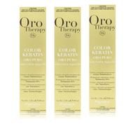Fanola Oro Therapy Hair Color 1.0 Black with Keratin 100ml - Pack of 3