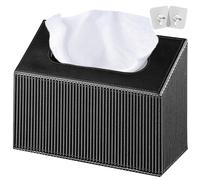 Fanousy Hand Towel Box Cover Holder, PU Leather Case for Kleenex Disposable Paper Hand Towels, Modern Classic Style, Black, Rectangular