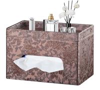 Fanousy Large Tissue Box Cover Rectangle with Tray on Top, PU Leather Facial Tissue Holder with Storage, Fits 230-Count Family Size Kleenex, Modern Nightstand Organizer for Bathroom Office Home Decor