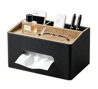 Fanousy Rectangular Tissue Box Cover, PU Leather Facial Tissue Holder with Storage Tray, Modern Remote Control Holder, Desk Organizer Accessories for Nightstand Living Room Bathroom Office Home Decor