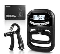 Fanovae Digital Grip Strength Tester & Trainer Set - LCD Hand Dynamometer with 19-User Memory, USB or Battery Powered + Electronic Grip Exerciser with 1-Touch Reset - Fitness Gift for Men