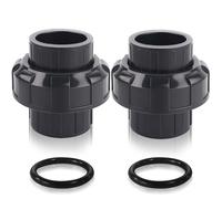 FANOVO 1-1/2 inch PVC Union Coupling, 2Pack Schedule 80 Slip Socket Pipe Fitting Unions 1.5'' PVC Connector Joint Adapter, for Swimming Pool Pump Industrial Pipeline System