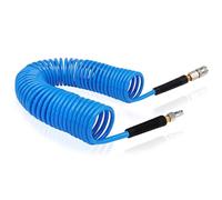 FANOVO 10m Length Air Compressor Hose Polyurethane Recoil, 1/4" Europe Quick Coupler and Bend Restrictors for Air Compressor Accessories, 6mm ID x 9.5mm OD Blue Retractable Hose