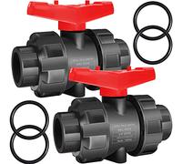 FANOVO 2pcs 3/4 inch True Union Ball Valves, SCH80 PVC Shut Off Valve, Plastic Water Control Valve with Double Slip Socket Connection Full Port, for Sewage Pump, Irrigation Water System