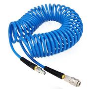 FANOVO 5m Length Air Compressor Hose Polyurethane Recoil, 1/4" Europe Quick Coupler and Bend Restrictors for Air Compressor Accessories, 6mm ID x 9.5mm OD Blue Retractable Hose