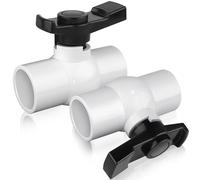 FANOVO PVC Ball Valve 1-1/2 inch, 2Pack 1.5 inch PVC Shut Off Valve with Double Socket Full Flow Port, Schedule 40 Plastic Control Valve, Using for Commercial、Swimming Pool, Irrigation System