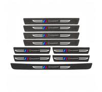 Fanpaidepuzi 9 PCS Door Sill Stickers for Peugeot 508 Mk2 2.Gen 2019 2020 2021 2022 2023 The Bridge(31cm), Fluorescent Strip Carbon-Fibre Pattern Leather Anti-Slip Waterproof, with Logo (Non-OEM)