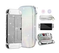 FANPL Glitter Case bundle for Nintendo Switch OLED Accessories, Rainbow Sparkle Carrying Case for Switch OLED and Joy Con with Protective Cover and Screen protector, 2 Thumb Grips, Shoulder Strap