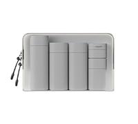 FANPOI 5pcs Travel Cream Dispenser Bottles Set Travel Bottles Toiletry Containers Set, TSA Approved, Travel Essentials, Light Grey, Solid