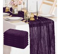 FANPROMS Purple Cheesecloth Table Runner 6 Pack 10FT Rustic Gauze Table Runner Cheesecloth Fabric for Halloween Decor Boho Cheese Cloth Tables Runners Dark Purple for Bridal Shower Prom Party Decor
