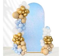 Fanqisi 7.2FT Wedding Arch Cover Mermaid Blue Spandex Fitted Arch Stand Covers Sequin Backdrop Fabric Covers for Party Birthday Baby Shower Decor