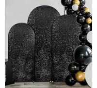Fanqisi Arch Cover Set of 3 Black Arch Backdrop Covers 6FT, 6.6FT, 7.2FT Sparkly Fabric Backdrop Covers for Halloween Party Ceremony Decorations