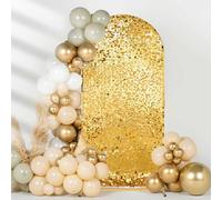 Fanqisi Big Payette Sequin Arch Covers: 6.6FT Arch Backdrop Covers Gold Shimmer Backdrop Cover for Party Bridal Shower Decorations