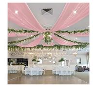 Fanqisi Chiffon Ceiling Drapes 6 Panels 5ftx15ft Long Dusty Rose Wedding Draping Fabric Sheer Swag Drapes for Reception Halls ConservatoryDecoration