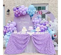 Fanqisi Lavender Tablecloth 50x102 Inches Rosette Satin Tablecloth Mermaid Tablecloth 3D Rosette Table Line Rectangle Table Cover Wedding Party Baby Shower Decor