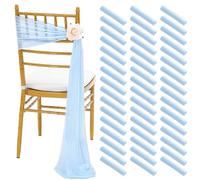 Fanqisi Light Blue Wedding Chair Sashes: 48 Pieces 8ft Long Chair Bow Designed Decorative - Baby Shower Aisle Party Decoration