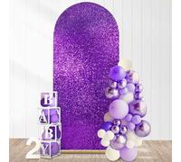 Fanqisi Purple Wedding Arch Cover 6FT Glitter Backdrop Spandex Fitted Arch Stand Covers for Party Banquet Baby Shower Decor