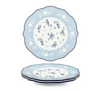 fanquare 20.8cm Blue Floral Porcelain Dessert Appetizer Plates Set of 4
