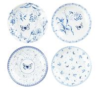 fanquare 20.8cm Different Dinner Plate Set of 4, Blue Butterfly Ceramic Appetizer Plates Set, Dinner Dishes Plates Set