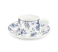 fanquare 260 ml Coffee Cups and Saucers Sets, Blue Floral Coffee Cup Sets, Retro China Tea Cups, Porcelain Cappuccino Cups for Latte Cafe Mocha or Tea, Baristas Gifts
