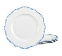 fanquare 28cm Large Porcelain Round Plates, Set of 4 Light Blue Dinnerware Tableware, Dinner Dishes Plates Set