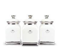 fanquare 3 Pieces Ceramic Tea Coffee Sugar Canisters, Off White Storage Jars with Lids, Food Storage Canisters for Home Kitchen Counter Large Capacity 930ml