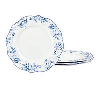 fanquare 4 Piece Floral Porcelain Dessert Plates, 20.5cm Light Blue Dinnerware Tableware for Appetizer Cake Fruit Tapas