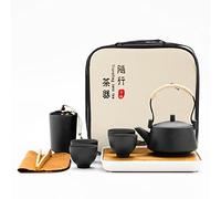 fanquare Black Japanese Tea Set, Porcelain Chinese Gongfu Tea Set