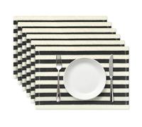 fanquare Braided Placemats Set of 6 Black and White Paper Woven Place Mats 45 * 30 cm Rectangular Rustic Farmhouse Table Mats for Home Kitchen Dining Party Restaurant