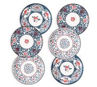 fanquare Ceramic Dinner Plate Set, 20cm Large Round Plate Sets, Modern Porcelain Plates Set of 6, Black and White Salad Plate (Plates Set)