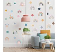 fanquare Colorful Rainbow Wall Stickers Star and Dots Wall Decals Removable DIY Art Wall Decors for Girls Bedroom, Nursery, Home Decoration