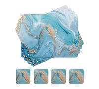 fanquare Cork Placemats Rectangular Placemats and Coaster Sets 4 Light Blue Ink and Wash Painting Marble Place Mats for Table Waterproof Heat Resistant Tablemats for Kitchen Home Decor 41 * 31cm