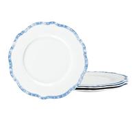 fanquare Dinner Plate Set of 4 with Blue Edge, Ceramic Appetizer Plates, 20.5cm Dessert Plates for Party, Home, Office