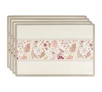 fanquare Floral Placemats Set of 4 Pink Romantic PU Leather Table Mats, Heat Resistant Wipeable Non-Slip Large Rectangle Place Mats for Home Dining 45 * 30CM