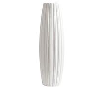 fanquare Height 45cm Simple White Stripe Large Floor Vase, Handmade Decorative Tall Ceramic Vase for Flower
