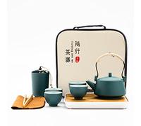 fanquare Japanese Gongfu Tea Sets for Adults, Ceramic Green Teapot Set