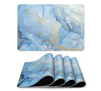 Fanquare Marble Placemats - 6 Pcs Morandi Style Washable Gradient Blue Gold Heat Resistant 43x30 cm