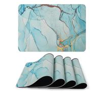 fanquare Morandi Blue Placemats Set of 4 Marble PVC Leather Place Mats Matte Rectangular Heat Resistant Washable Non-Slip Table Mats for Kitchen Dining Table Home Decoration 43 * 30cm