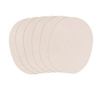 fanquare Oval Woven Placemats Set of 6 Beige Cotton Rope Braided Placemats Heat Resistant Washable Non-Slip Table Mats for Kitchen Dining Table, Home Decoration 30 * 40cm