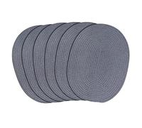 fanquare Oval Woven Placemats Set of 6 Dark Grey Cotton Rope Braided Placemats Heat Resistant Washable Non-Slip Table Mats for Kitchen Dining Table, Home Decoration 30 * 40cm