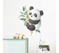 fanquare Panda and Bamboo Wall Stickers Cartoon Panda Wall Decals Art Decor for Kids Bedroom Baby Nursery Playroom