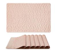 fanquare Pink Placemats set of 6, Elegant Willow Leaf Rectangle Table Mats, Non-slip Heat Insulation Tablemats for Decoration Wedding Dinner Parties Restaurant Christmas 45 x 30cm