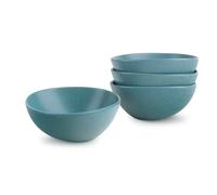fanquare Porcelain Salad Bowl Set of 4 Green Oval Large Serving Pasta Bowls, 500ml Kitchen Microwave Bowls for Dessert, Cereal, Soup